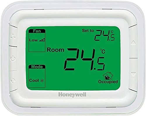 T6861H2WG-R Honeywell Home Halo Series FCU On/Off Thermostat Horizontal Green Backlight