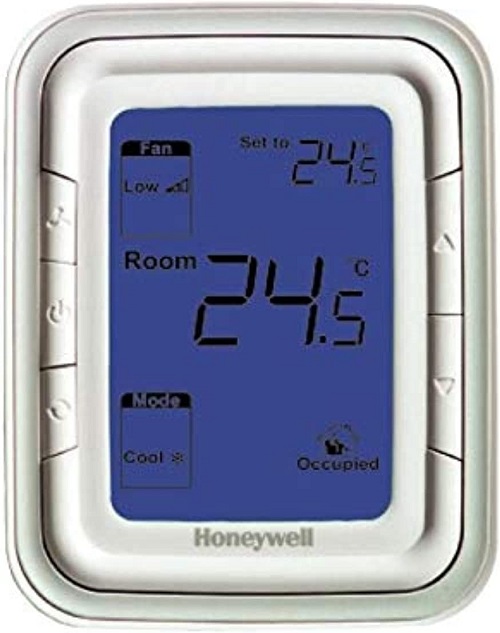 T6861V2WB Honeywell Home Halo Series FCU On/Off Thermostat Vertical Blue Backlight