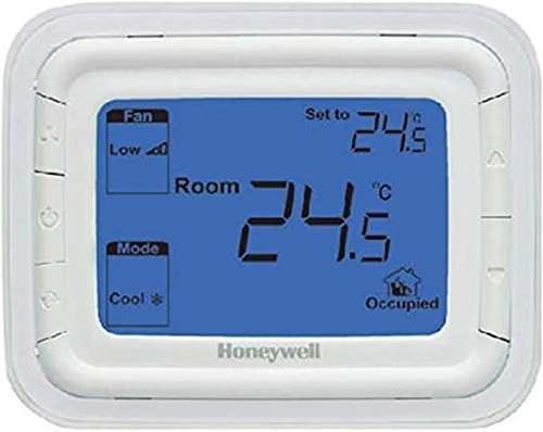 T6862H2WB Honeywell Home Halo Series FCU Programmable Thermostat Horizontal Blue Backlight